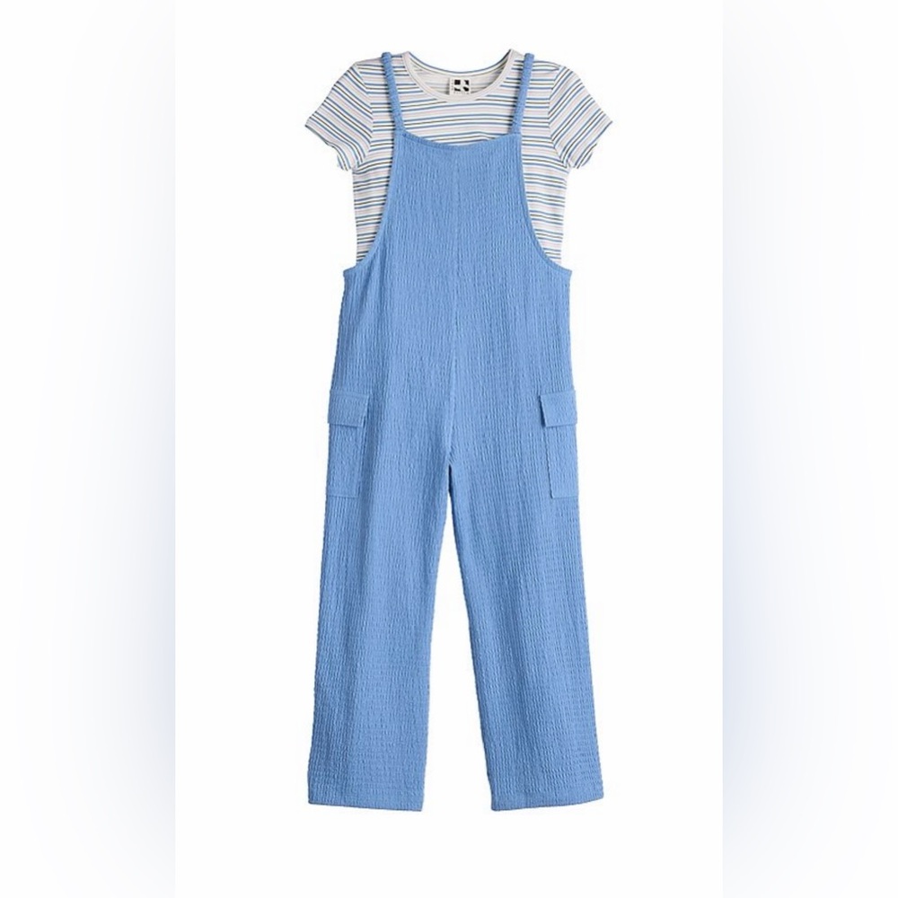Self Esteem Light Blue Textured Jumpsuit